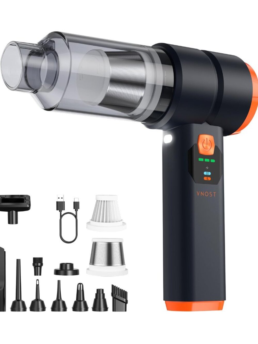 Portable Cordless Car Vacuum 4-in-1 Handheld Cleaner 30000Pa Coal Black